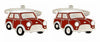 Red with White Trim Mini Car Enamel Rhodium Plated Cufflinks by Dalaco