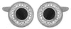 Ring of Clear Crystals with Black Acrylic Centre Rhodium Plated Cufflinks by Dalaco