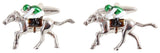 Horse & Jockey 3D Cut Out Rhodium Plated Cufflinks by Dalaco