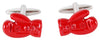 Red Boxing Glove Rhodium Plated Cufflinks by Dalaco