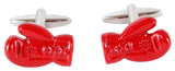 Red Boxing Glove Rhodium Plated Cufflinks by Dalaco