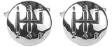 Gear Lever Rhodium Plated Cufflinks with Black Detail by Dalaco