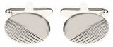 Oval with 1/3 Diagonal Line Design Rhodium Plated Cufflinks by Dalaco