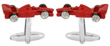 Formula 1 Red Racing Car Rhodium Plated Cufflinks by Dalaco