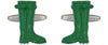 Green Wellington Boots Rhodium Plated Cufflinks by Dalaco