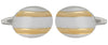 Rhodium Plated Oval Cufflinks with Curved Face and Gold Plated Lines by Dalaco