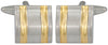 Rhodium Plated Square Cufflinks with Curved Face and Gold Plated lines by Dalaco