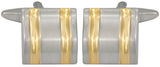 Rhodium Plated Square Cufflinks with Curved Face and Gold Plated lines by Dalaco
