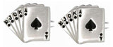 Fan of Spades Cards Rhodium Plated Cufflinks by Dalaco