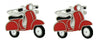 Red Motor Scooter with Black & White Detail Rhodium Plated Cufflinks by Dalaco
