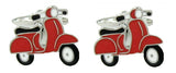 Red Motor Scooter with Black & White Detail Rhodium Plated Cufflinks by Dalaco