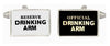 “Drinking Arm” Black & White Rhodium Plated Cufflinks by Dalaco