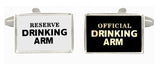 “Drinking Arm” Black & White Rhodium Plated Cufflinks by Dalaco