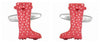 Pink Wellingtons with White Dots Rhodium Plated Cufflinks by Dalaco