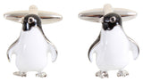 3D Penguin Rhodium Plated Cufflinks by Dalaco