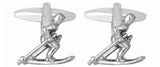 Skier Rhodium Plated Cufflinks by Dalaco