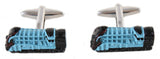 Steam Train – Blue and Black Enamel Set Rhodium Plated Cufflinks by Dalaco