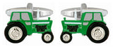 Green Tractor Rhodium Plated Cufflinks by Dalaco