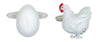Chicken & Egg Rhodium Plated Cufflinks by Dalaco