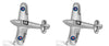 3D Hurricane Aircraft Rhodium Plated Cufflinks by Dalaco