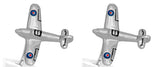 3D Hurricane Aircraft Rhodium Plated Cufflinks by Dalaco