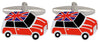Mini with Union Jack Roof Rhodium Plated Cufflinks by Dalaco