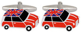 Mini with Union Jack Roof Rhodium Plated Cufflinks by Dalaco