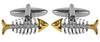 Fish Skeleton Rhodium and Gold Plated Cufflinks by Dalaco