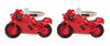Red Sports Motor Bike Rhodium Plated Cufflinks by Dalaco