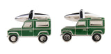 Green Land Vehicle Cufflinks Rhodium Plated by Dalaco