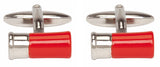 Red Gun Cartridge Rhodium Plated Cufflinks by Dalaco
