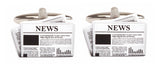 Newspaper Rhodium Plated Cufflinks by Dalaco