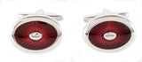 Burgundy Enamel Oval Cufflinks by Dalaco