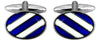 Blue & White diagonal stripe cufflinks by Dalaco