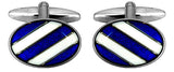 Blue & White diagonal stripe cufflinks by Dalaco