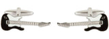 Black & White Electric Guitar Rhodium Plated Cufflinks by Dalaco