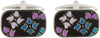 Blue Purple and Black Enamel Cufflinks by Dalaco