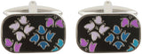 Blue Purple and Black Enamel Cufflinks by Dalaco