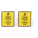 Keep Calm and Cycle On Cufflinks Yellow by Dalaco