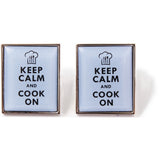 Keep Calm and Cook On Cufflinks Blue by Dalaco