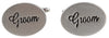 Groom Oval Rhodium Wedding Cufflinks by Dalaco