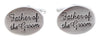 Father of the Groom Oval Rhodium Wedding Cufflinks by Dalaco
