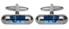 Spirit Level Blue Rhodium Cufflinks by Dalaco
