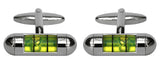 Spirit Level Green Rhodium Plated Cufflinks by Dalaco