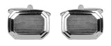 Shiny And Brushed Rectangular Cut Corner Rhodium Plated Cufflink by Dalaco