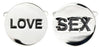 Sex & Love Round Rhodium Cufflinks by Dalaco