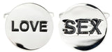 Sex & Love Round Rhodium Cufflinks by Dalaco