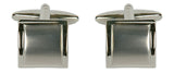 Shiny & Brushed Square Curved Rhodium Cufflinks by Dalaco