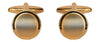 Shiny & Brushed Round Curved Gold Plate Cufflinks by Dalaco