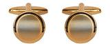 Shiny & Brushed Round Curved Gold Plate Cufflinks by Dalaco